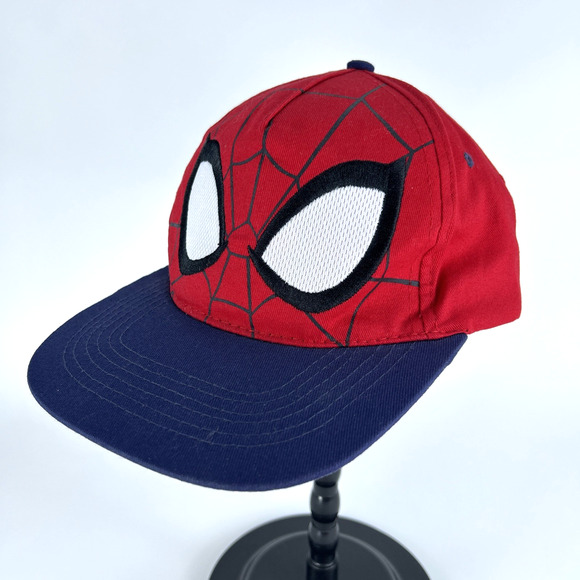 Marvel Spiderman Face Baseball Hat Red/Blue Adjustable Cloth Band Unisex - Picture 3 of 12